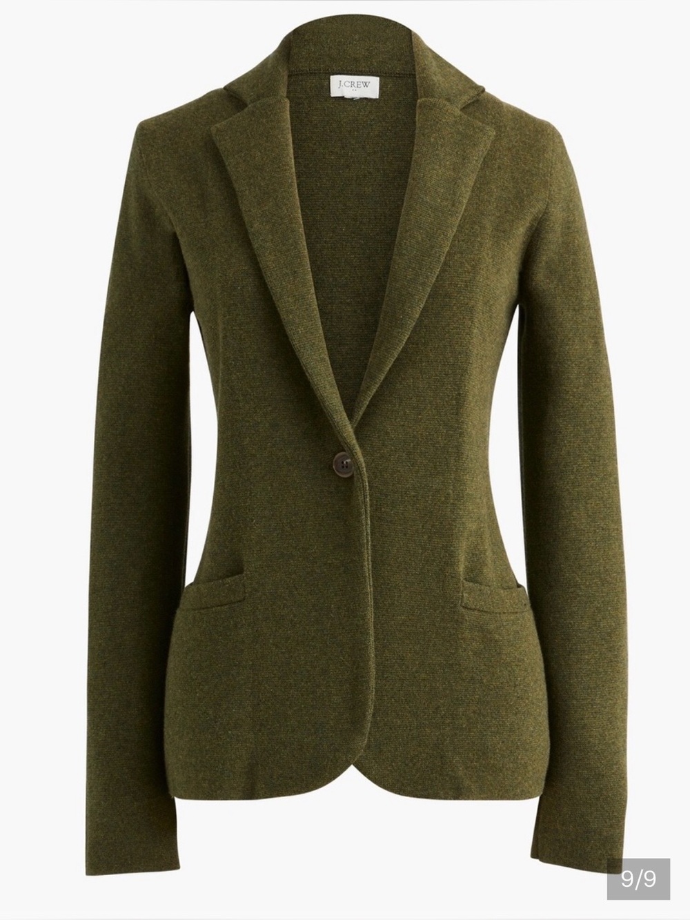 J. Crew Factory Olive Loden Green Knit Blazer Single-Button Jacket Womens PS